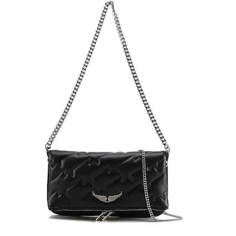 

Fashion Designer Women's Handbags Bag zadig Wings Diamond-ironing Shoulder Bag Messenger Sheepskin Leather Crossbody Two Chain Ladies Clutch Hasp Bags, Black