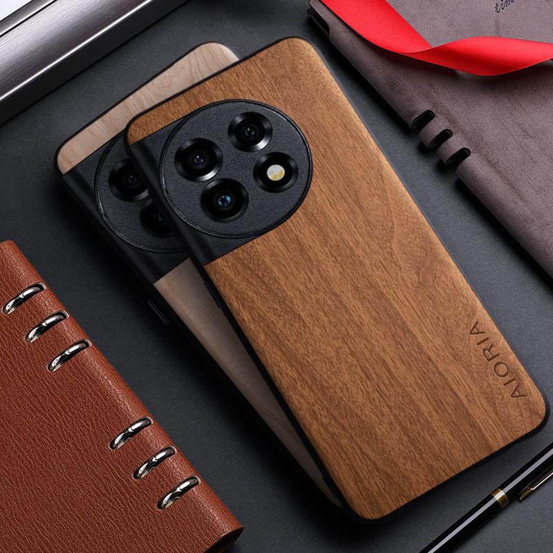 

Cases for OnePlus 11 5G funda bamboo wood pattern Four-corner Explosion-proof coque back phone case capa, Bk