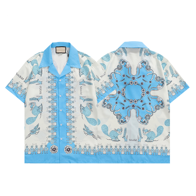 

LUXURY Designer Shirts Men's Fashion Tiger Bowling Tshirt Hawaii Floral Casual Silk Shirts Men Slim Fit Short Sleeve Dress Shirt