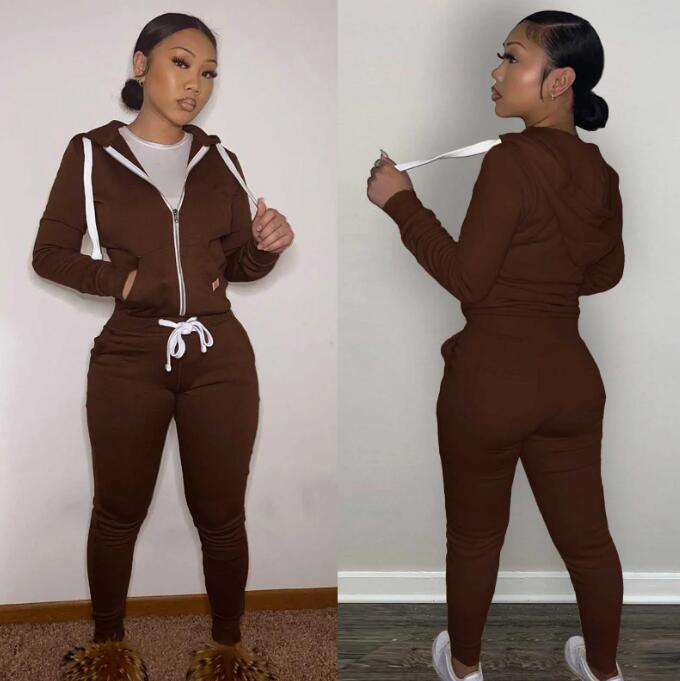 

Retail 2023 Fall Winter Women Sports Tracksuits Sweatsuit Zipper Hoodie Two Piece Set Plush Sweater Sweatpants Jogging Suit 13 Colors