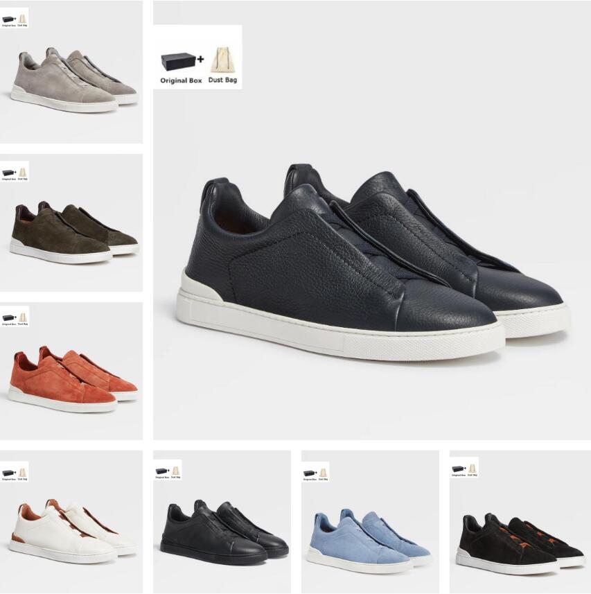 

Triple Stitch Low Top Sneakers Shoes Men Crossing-elastic Casual Walking Lightweight Flexible Rubber Outsole White Black Trainers EU36-46, 11