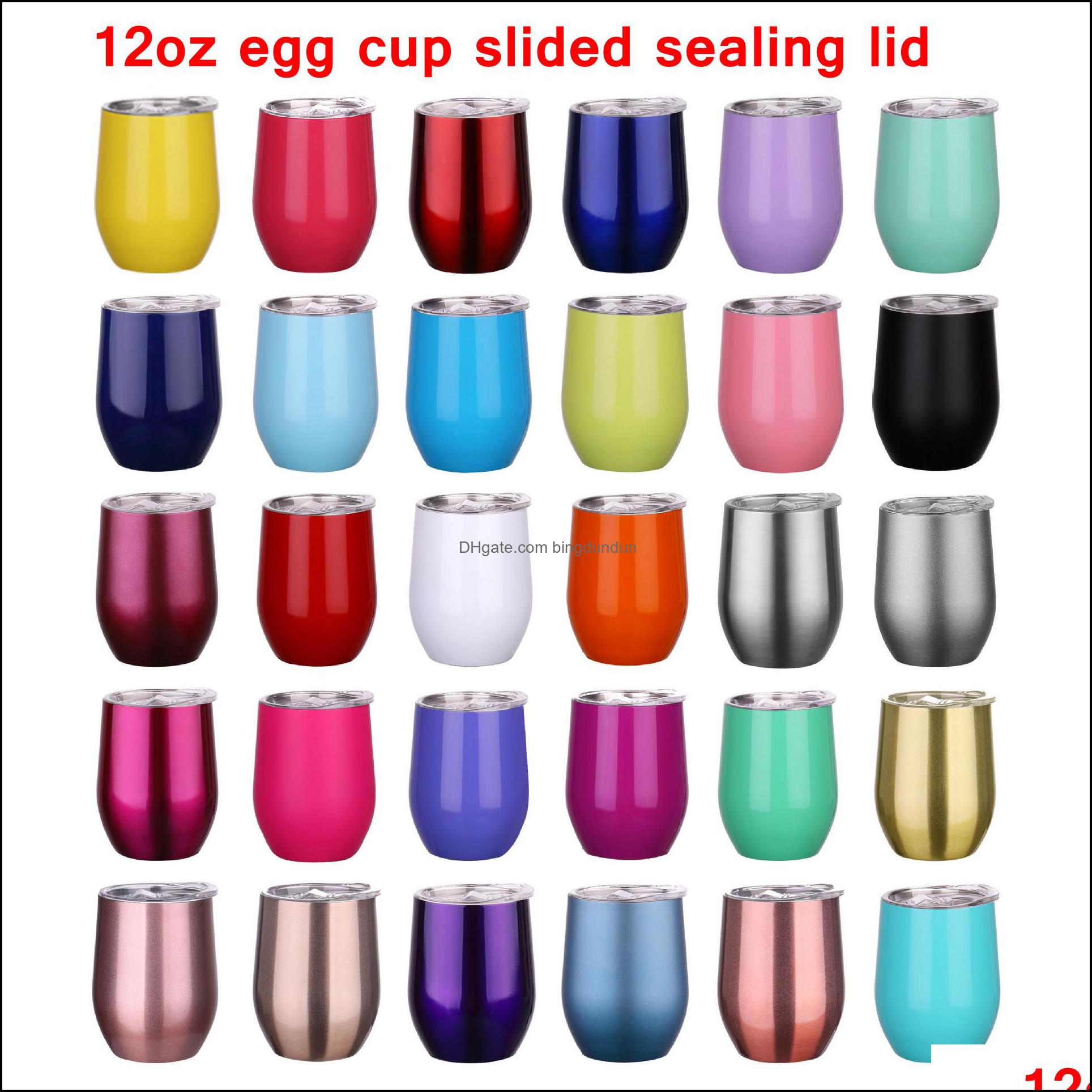 

Mugs 12Oz Egg Cup Mug Stainless Steel Wine Tumbler Double Wall Eggs Shape Cups Tumblers With Sealing Lid Insated Glasses Drinkware F Otdz9, With slided sealing lid