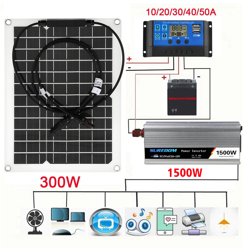 

Other Electronics 1500W Solar Power System Kit Battery Charger 300W Solar Panel 10-60A Charge Controller Complete Power Generation Home Grid Camp 230113