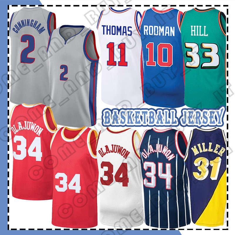 

Retro Hakeem Olajuwon Allen Iverson Basketball Jersey 34 3 Cade Cunningham Dennis Rodman Grant Hill Jason Williams Isiah Thomas Victor Oladipo 2023 City 2 33 10 11 4, Men