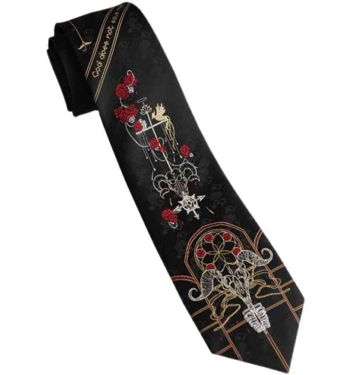 

Male men039s Original design black printed tie female students personality gift necktie cross rose ancient style5586831