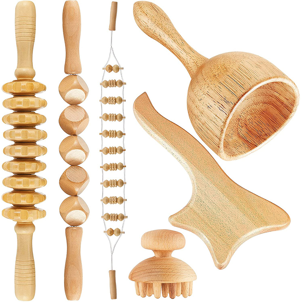 

Full Body Massager Wooden Roller Wood Gua Sha Therapy Massage Tool for Release Cellulite Sore Muscle Blasting Pain Relief 230113