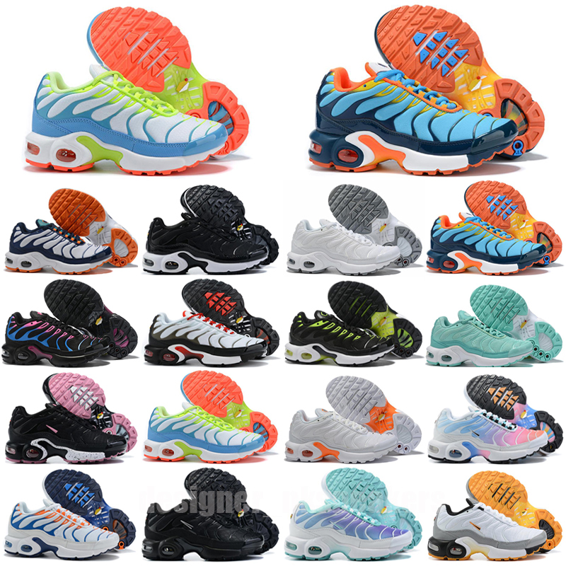 

Kids Running Shoes OG Plus TN Ultra University Blue True Yellow Black White Children Boy Girls Sports Sneakers Triple White Pink, Color 5