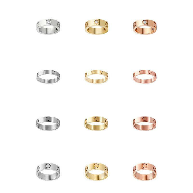 Love Screw Rings Bands Jewelry Diamonds Cubic Zirconia CZ for Mens Womens Designer Luxury Stainless Steel Titanium 18K Yellow Rose Gold Silver Jewel
