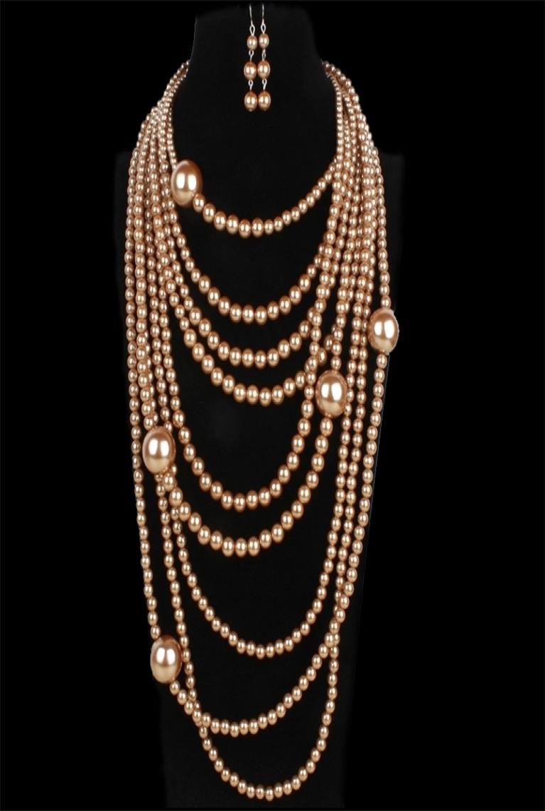 

Wedding Jewelry Sets Multi Layer Pearl Chain Necklace For Women Bib Beads Collar Nigerian Indian Accessories Amazing African 221126332341