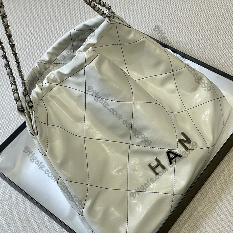 

Designer Lager Capacity Shopping 22 Bags Shiny Genuine Leather Vintage Handbags Coin Chain Gold Metal Hardware Pouches Ladies Totes Outdoor Sports Sacoche 38x34cm, Black