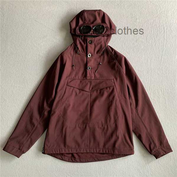 

Cp Men Shell Pullover Goggle Jacket Casual Autumn and Winter Plus Velvet Coat Company Klaq 2 C41M, Black