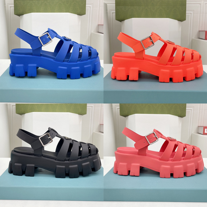

Women Designer Sandals Foam Rubber Sandal Fashion Platform Slides Triangle Metal Slippers Retro Beach Loafers Round Toe Sandal With Box BO248, Color 6