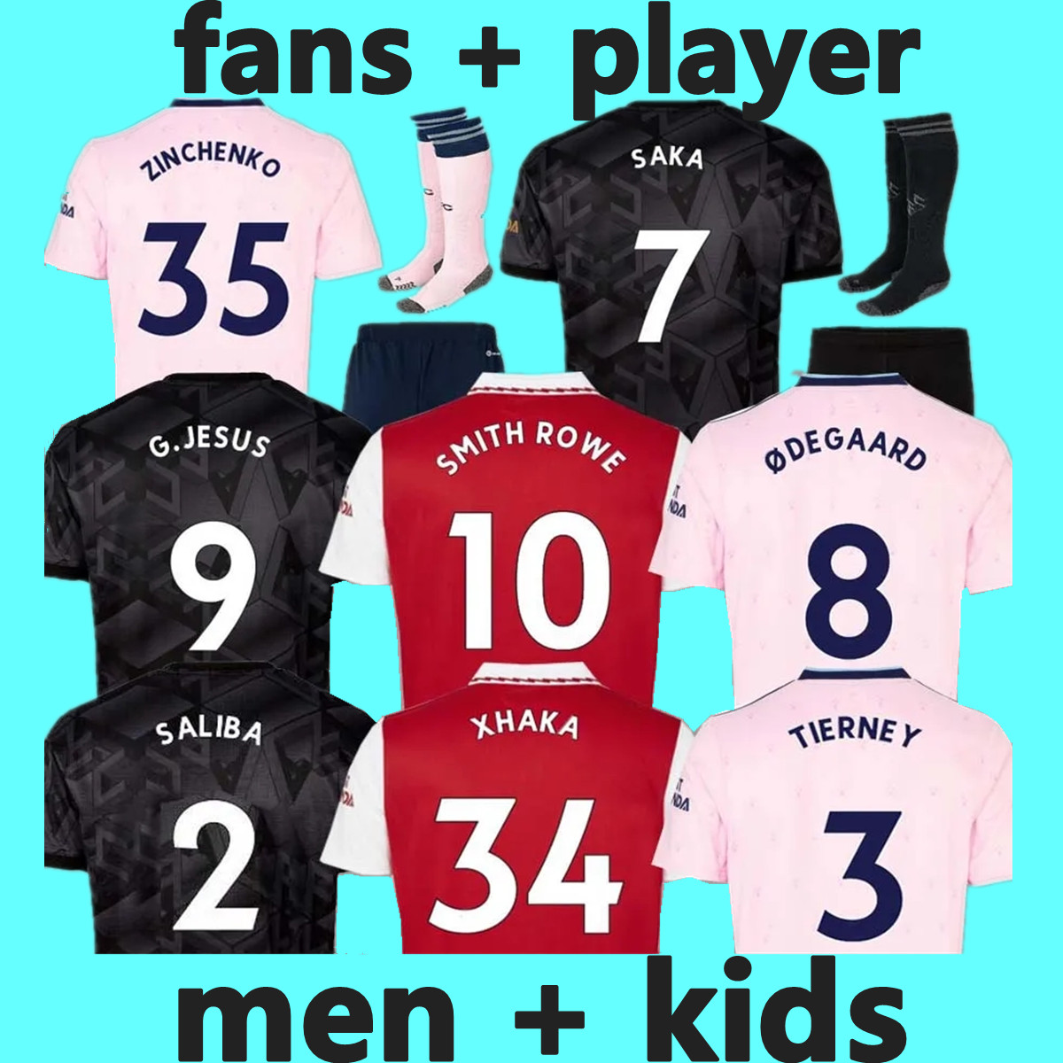 

22 23 SMITH ROWE SAKA soccer jerseys Fans MARTINELLI TIERNEY 2022 2023 football shirt Men Kids kit sets ODEGAARD Nketiah G.JESUS FABIO VIEIRA ZINCHENKO SALIBA uniform, 24