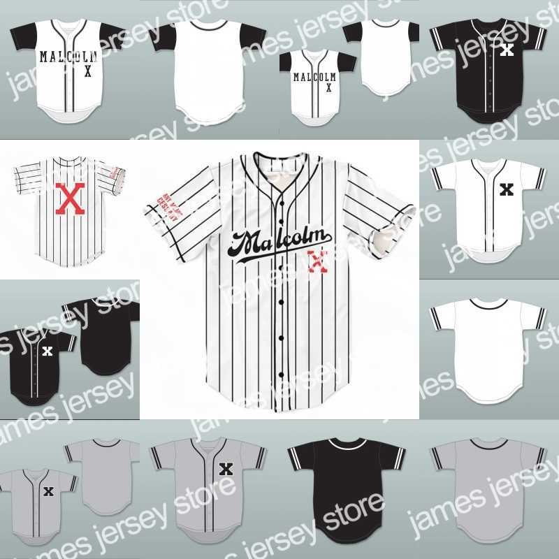 

Baseball Jerseys MALCOLM X Baseball Jerseys BLM Baseball Jerseys White Grey Black Custom fashion