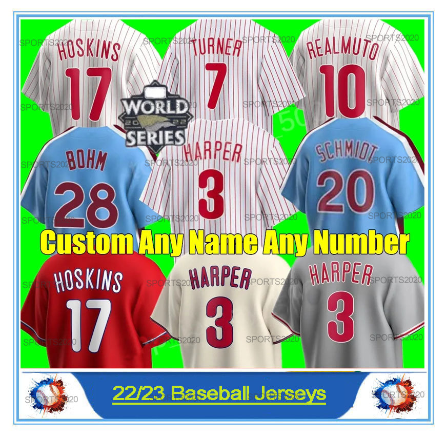 

2023 Baseball Jerseys New Custom Men Women youth Bryce Harpe Trea Turner Rhys Hoskins Philadelphia JT Realmuto Phillies Schwarber Kyle Schwarber Stitch jersey, Red flexbase