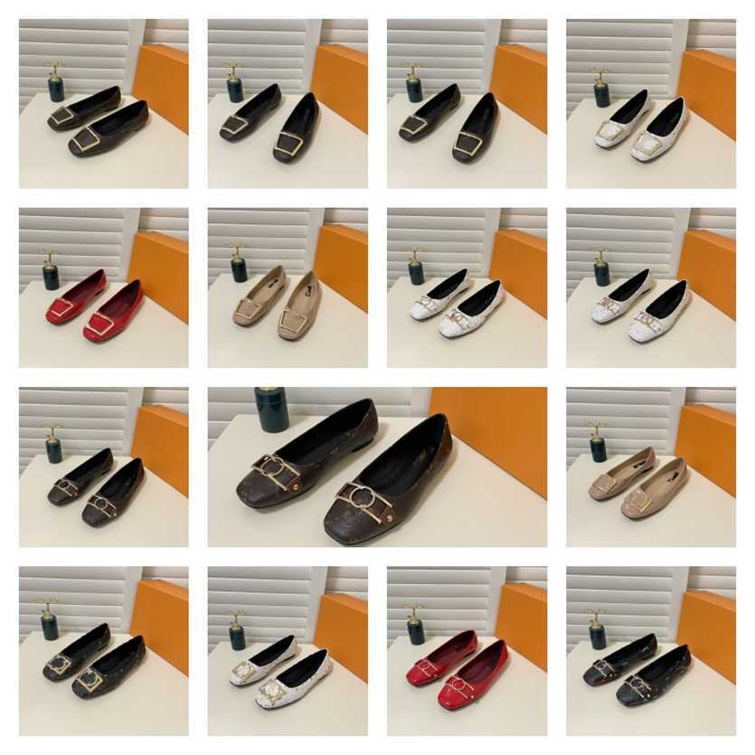 

luxury Designer Monograms Dress shoes Spring Autumn Metal buckle L and v Boat shoes women brown Flat mules Lady leather wedding Loafers plus size 34-42, Lvdx111725