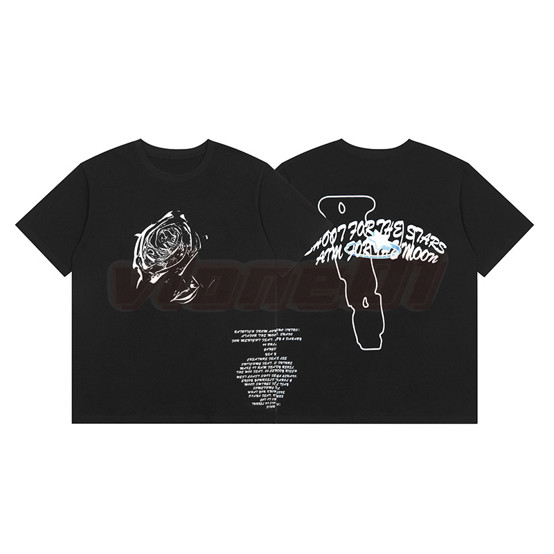 

Mens Casual Loose T Shirt Womens Round Neck Big V Print Tops Couples Street Trend Summer Black Tees Size -XL