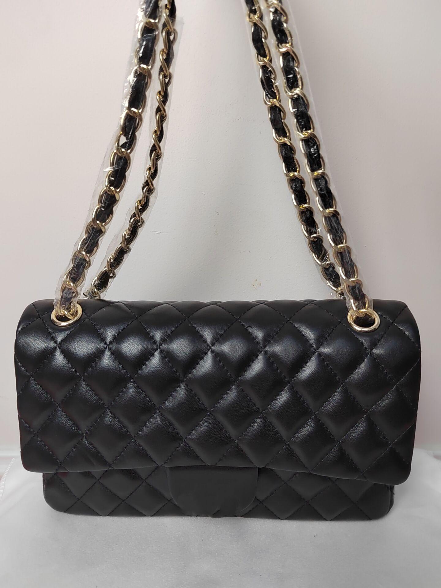 

Designer Top custom luxury brand bag Channel 2022 Handbag Leather leather cowhide gold or silver chain Slant shoulder 2.55cm black pink and white