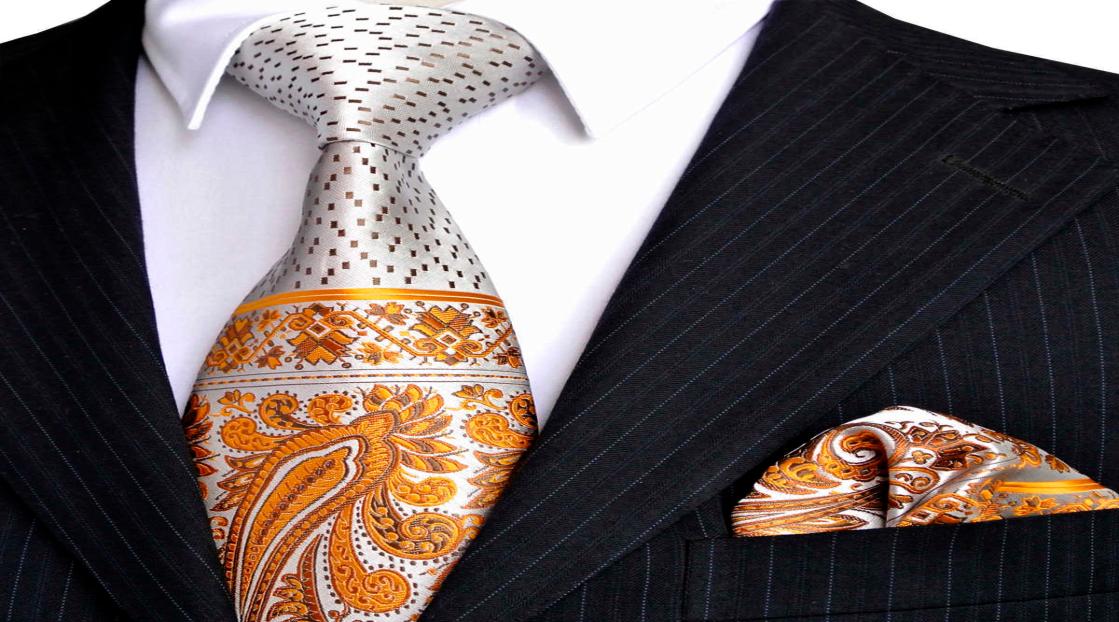 

Multicolor Yellow E8 Brown Silver Paisley Dots Mens Ties Set Neckties Pocket Square 100 Silk New Whole1670748