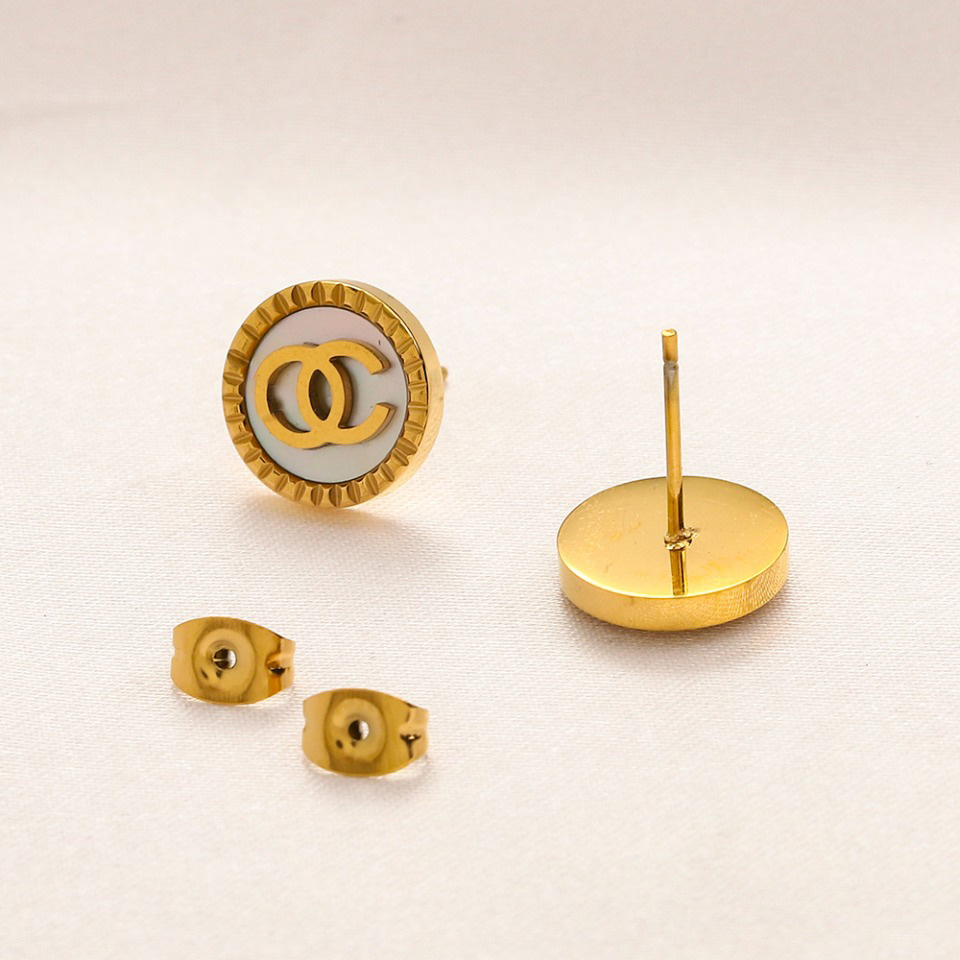 

Simple 18K Gold Plated 925 Silver Luxury Brand Designers C-Letters Stud Geometric Famous Women Round Stainless steel Earring Wedding Party Gift Jewerlry
