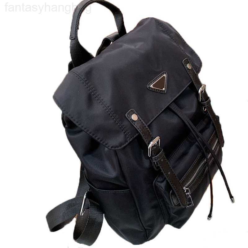 

Designer School Bags Womens Mens Black Re-Nylon Recycled Nylon And Saffiano Leather Backpack Vintage Sold Price 35CM