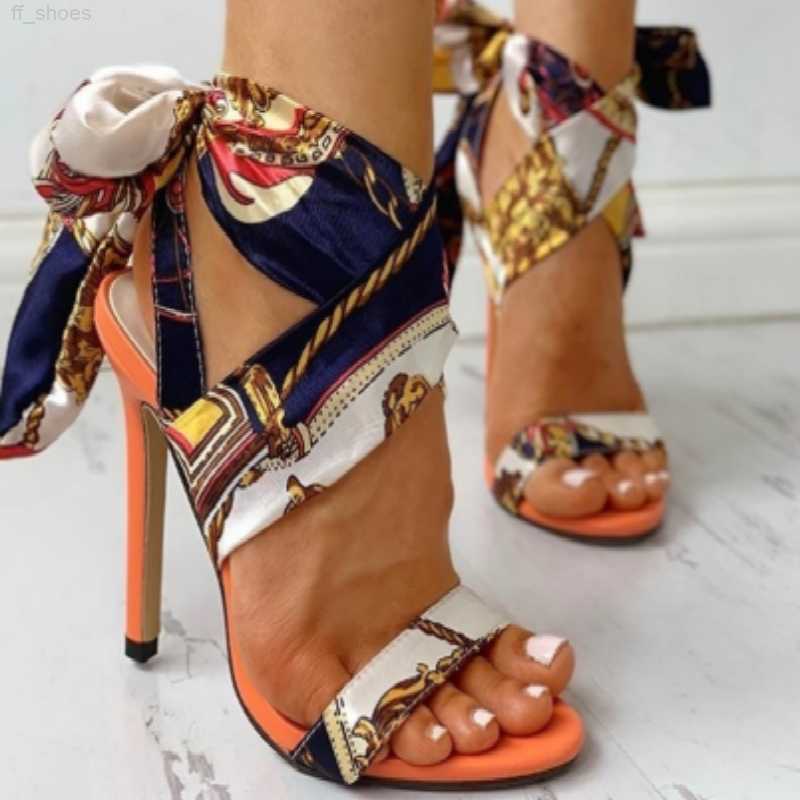 

2023 2020 Women Sandals Fashion High Heels Sandals Shoes Woman Peep Toe Stiletto Sexy Women Heels Chaussures Femme Summer Pumps, Orange