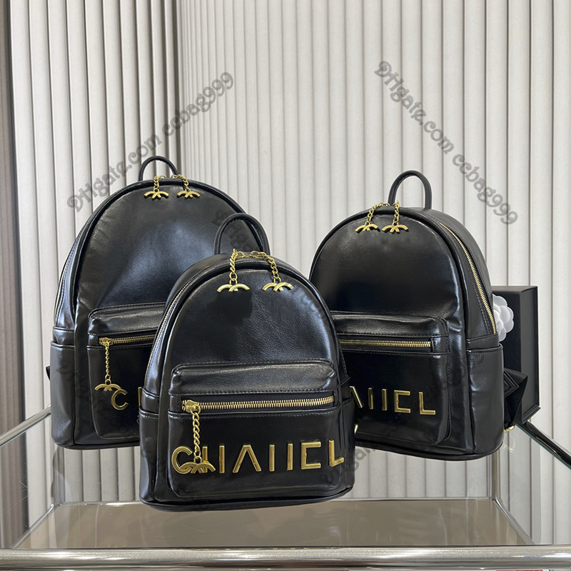 

Classic Women French Backpack Sport Black White Genuine Leather Outdoor Packs Designer Handbags Gold Hardware Double Zipper Pendant Pouches Luxury Sacoche 36/30/24