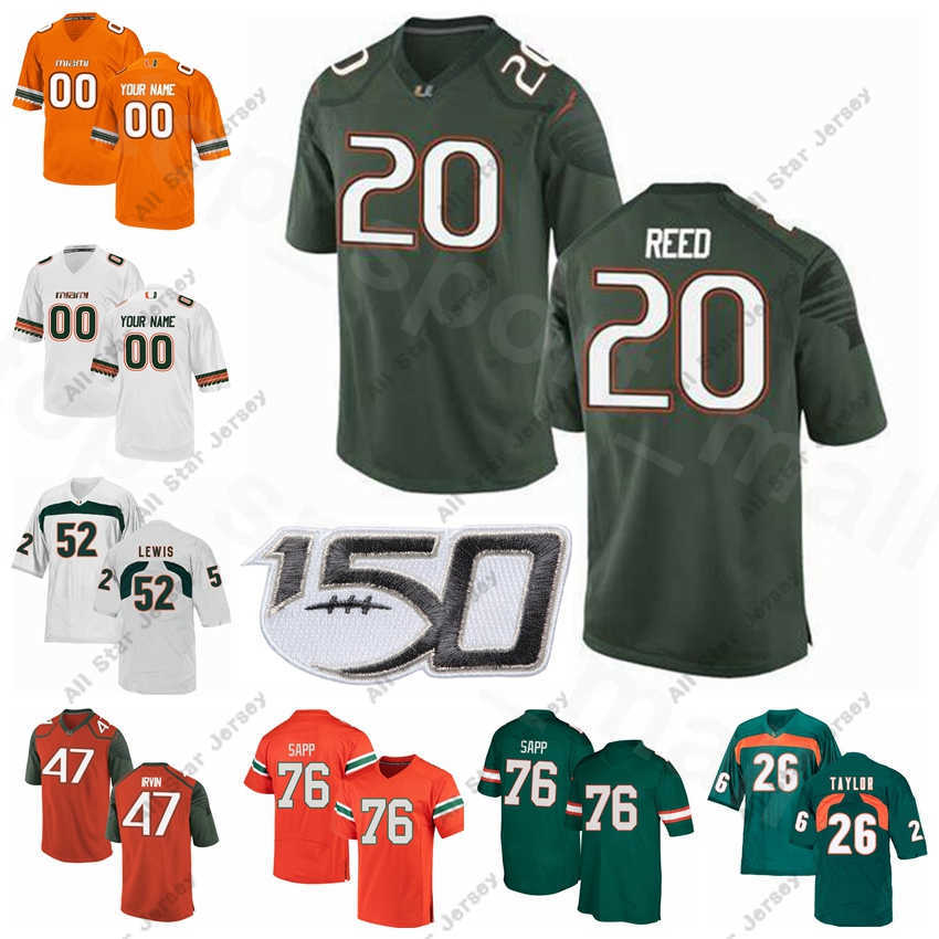 

American College Football Wear Miami Hurricanes NCAA College Football 52 Ray Lewis Jersey 20 Ed Reed 26 Sean Taylor 47 Michael Irvin Warren Sapp Men Women Youth, White