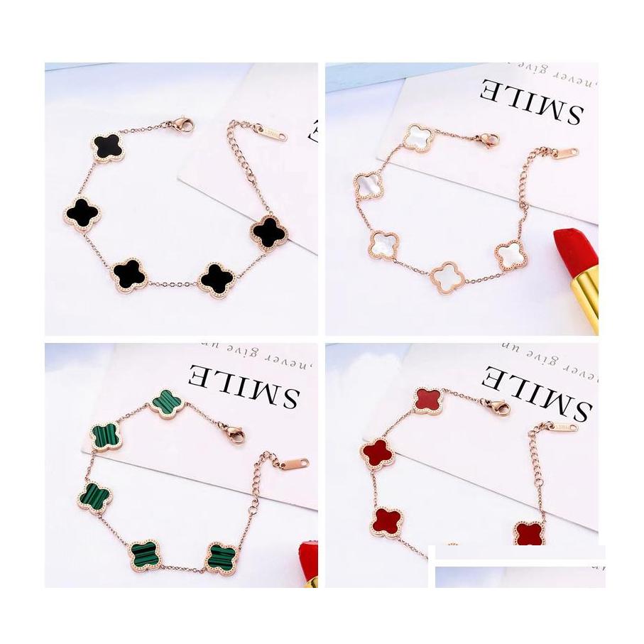 

Charm Bracelets Luxury Four Leaf Clover Stainless Steel Bracelet Beautif Women Gift Jewelry Drop Delivery Ot63Q