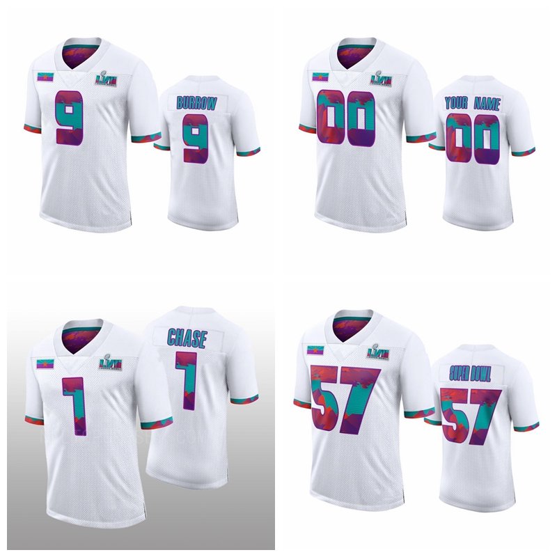 

Cincinnati''Bengals''Men Joe Burrow #9 Ja'marr Chase #1''Super''Bowl''White LVII football Jersey