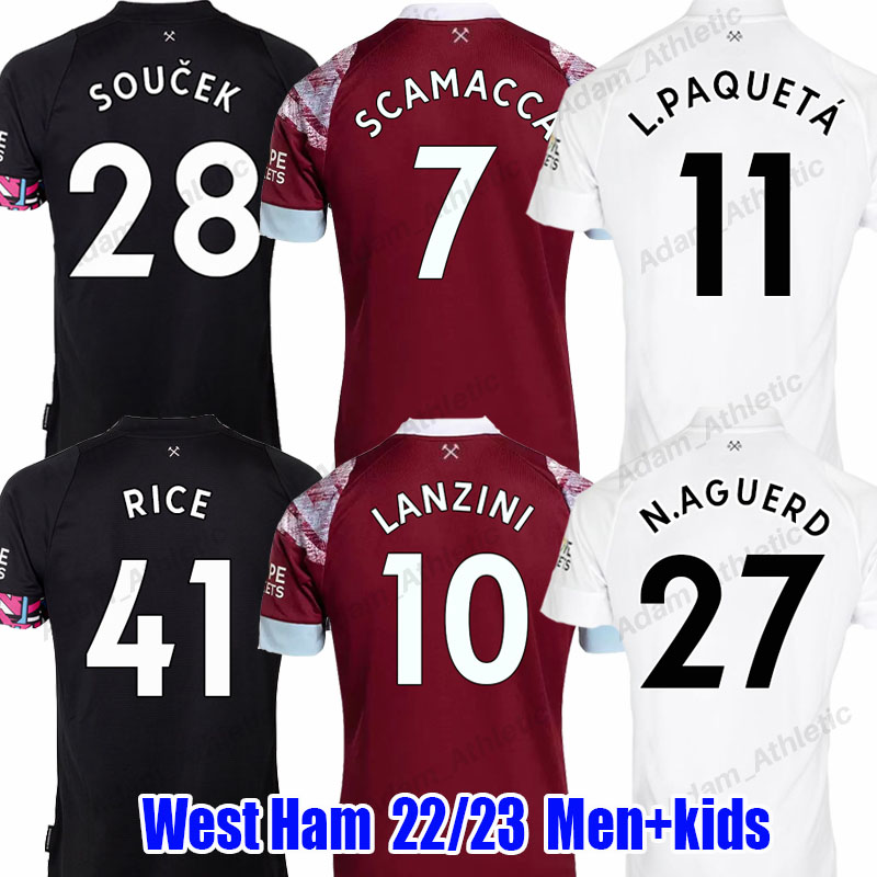 

SCAMACCA RICE soccer jerseys 22 23 CORNET N.AGUERD L.PAQUETA football shirts LANZINI BOWEN SOUCEK ANTONIO BENRAHMA uniforms 2022 2023 men kids kit, 22-23 away