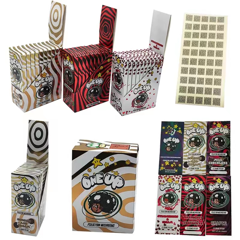 

EMPTY One Up Chocolate Bar Packing Boxes Mushroom 3.5G One up Packaging Box Cookies and Cream Display Box QR Code Sticker