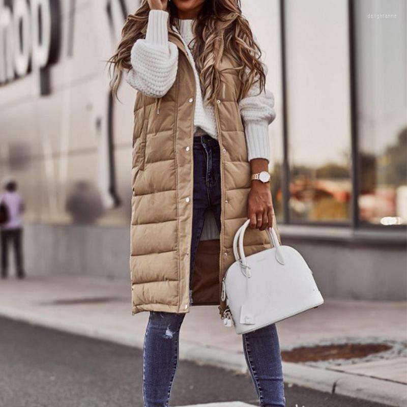 

Women' Vests Solid Hooded Single Breasted Tank Jackets Women Clothing Elegant Sleeveless Midi Cardigan Coat 2023 Thickened Down Jacket Vest, 05 black