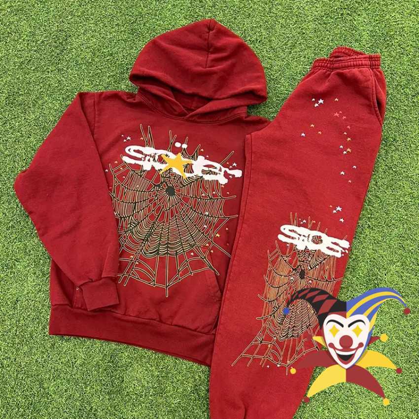 

Men's Hoodies Sweatshirts 2023fw Red Sp5der 555555 Pullover Men Women Young Thug Oversized Spiderweb Hoodies T230111