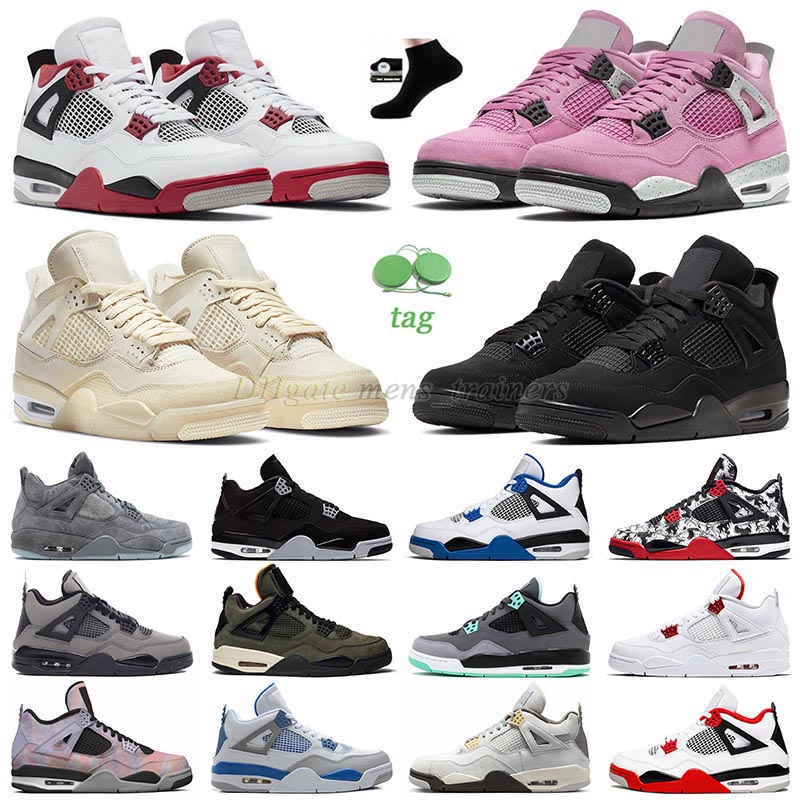 

New Black Cat jumpman 4s j 4 retro basketball shoes mens womens Pink Red Cement Sail Pure Money Midnight Navy Royalty Yellow Thunder Canvas sneakers trainers 36-47, J18 36-47 new black cat