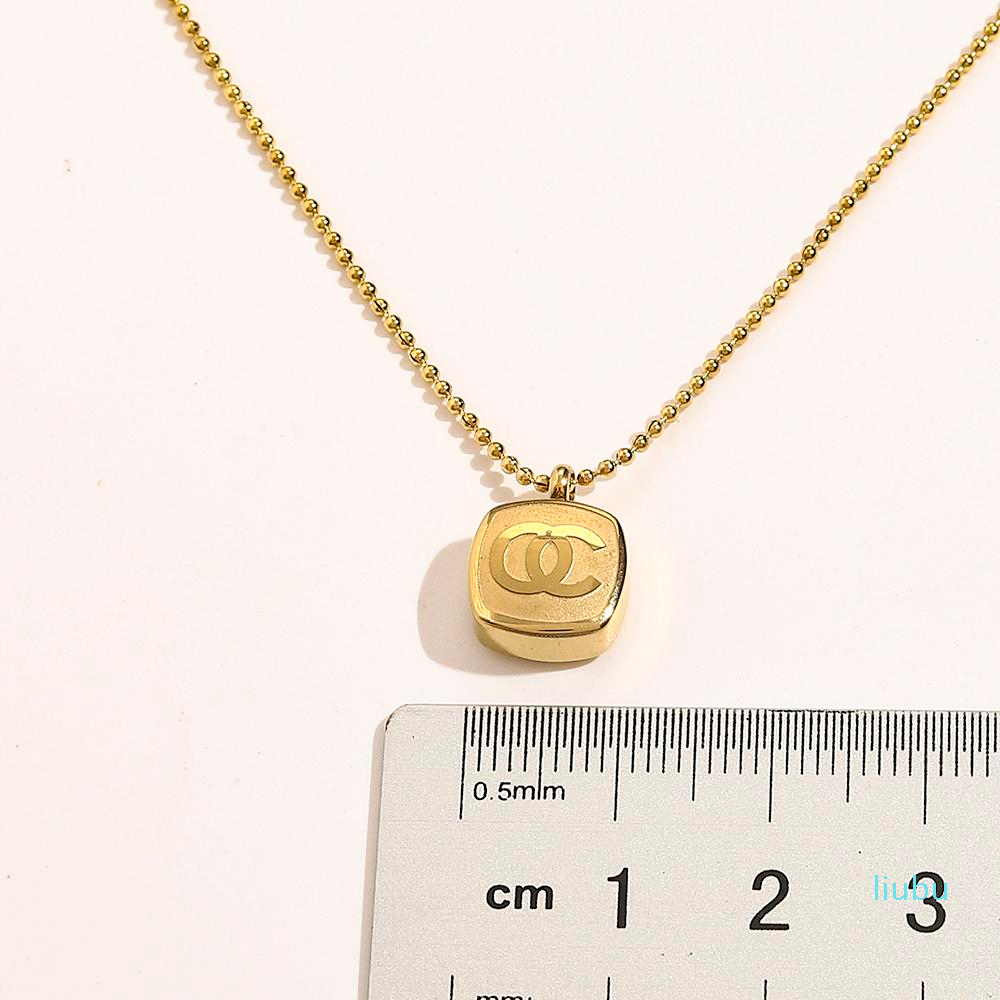 

Never Fading 14K Gold Plated Luxury Brand Designer Pendants Necklaces Stainless Steel Double Letter Choker Pendant Necklace Beads Chain Jewelry Accessories Gifts