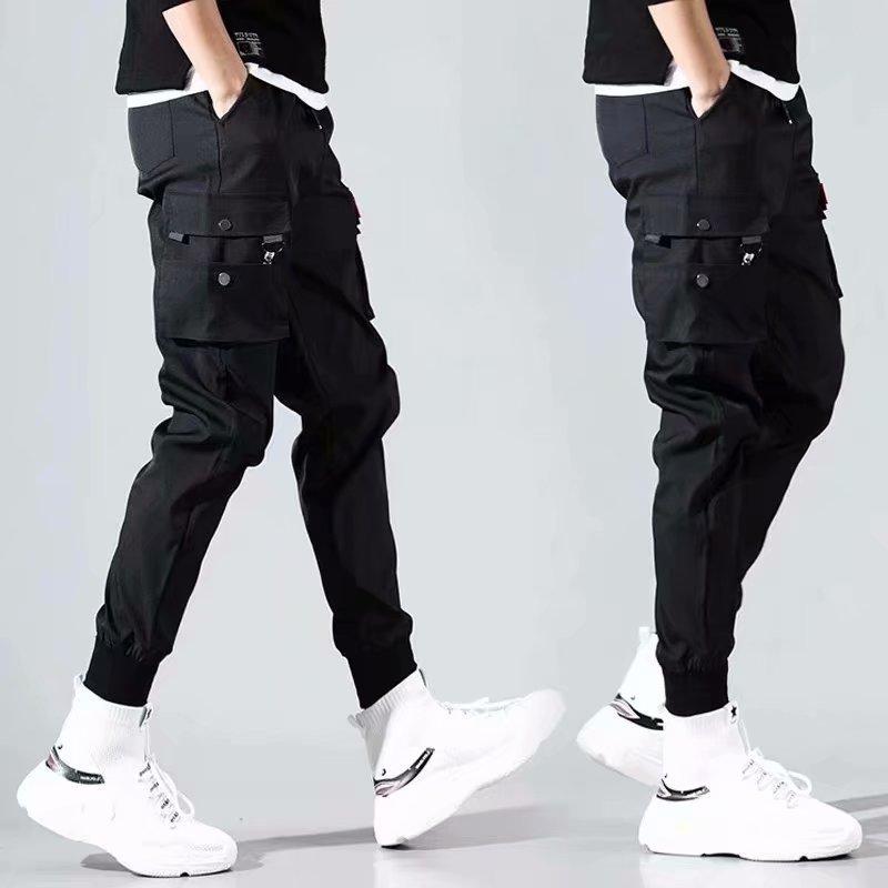 

Hip Hop mens designer pant Pantalones Hombre High Street Kpop Casual Cargo Pants with Many Pockets Joggers Modis Streetwear Trousers Harajuku sweatpants, Black