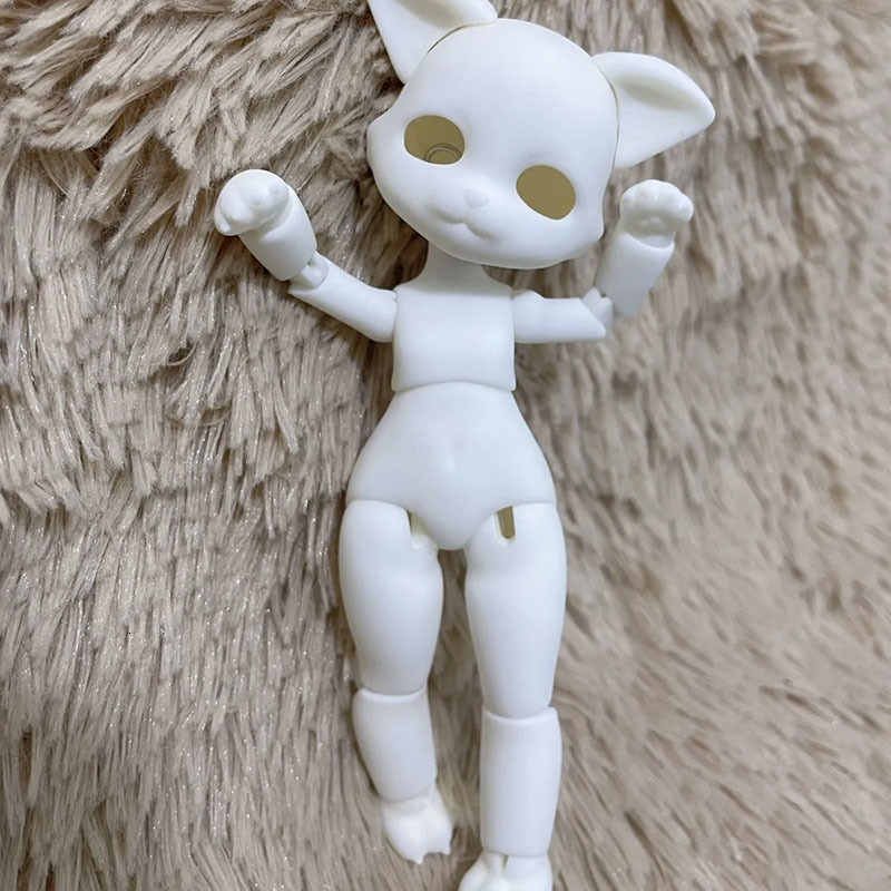 

Dolls 14cm 3D Print Resin Cat Multi Joint Movable White Skin 1 8 Bjd Assemble Girls Dress Up Toy 230113