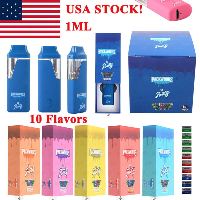 

USA STOCK Packwoods Disposable Vape Pens 1000mg Disposable E Cigarettes Starter Kits Thick Oil Dab Pens Empty Device Pods Rechargeable Disposables Vapes