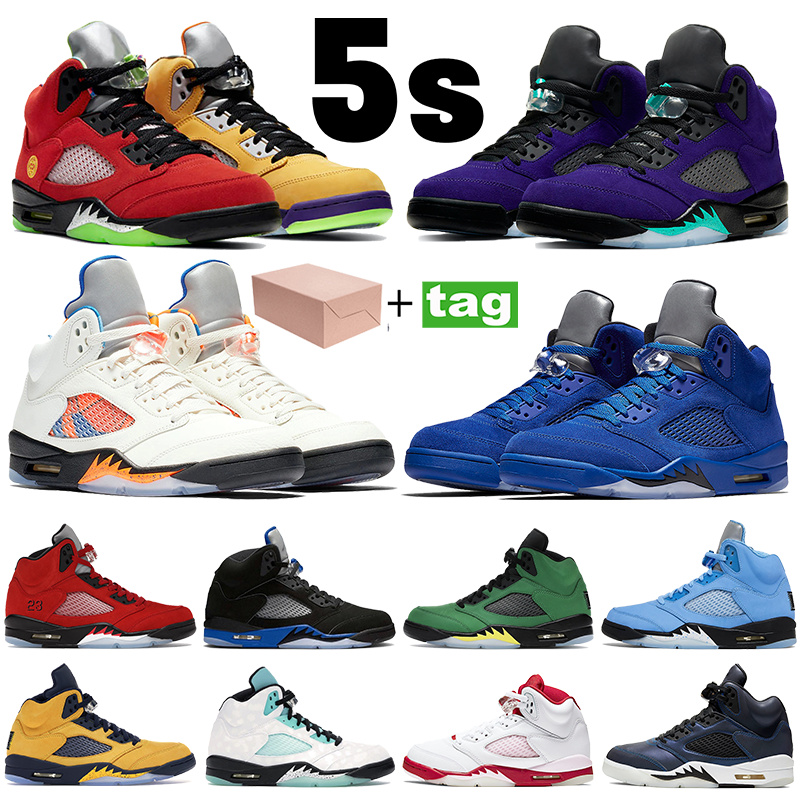 

With Box Jumpman 5s 5 Basketball shoes Men Sneakers Designer Shoe Raging Red Racer Blue UNC PE What The White Cement Wings Oreo SE Oregon Oil Rey Mens Sports Trainers, #7- oregon