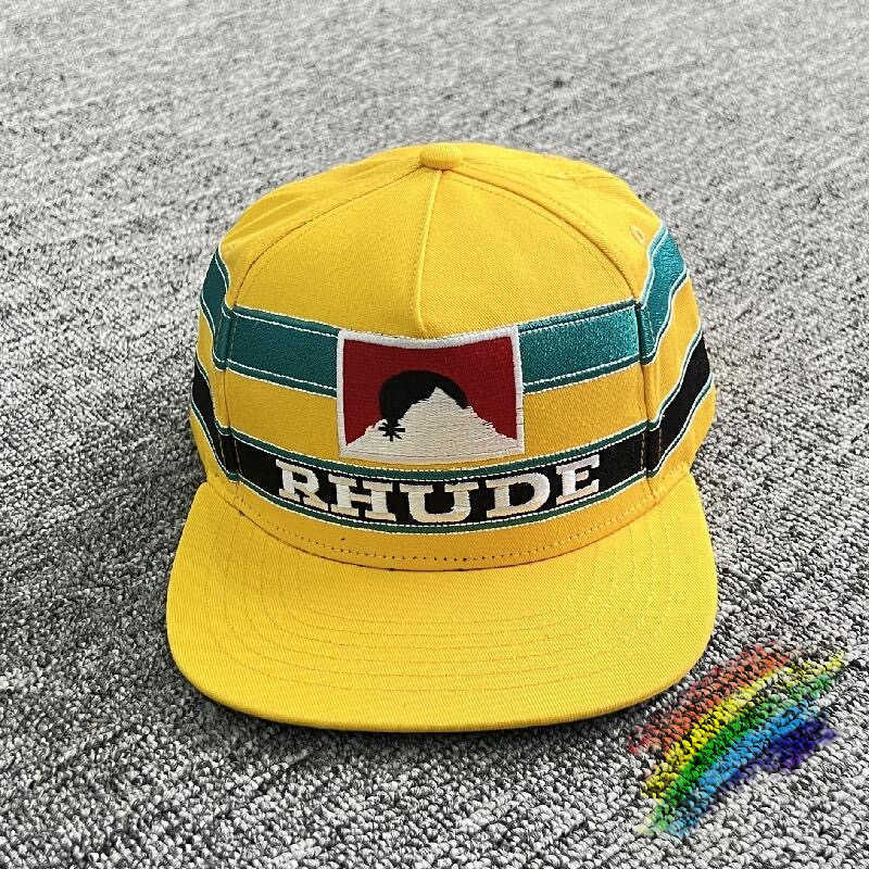 

Ball Caps Yellow RHUDE Racing Cap Men Women 1 Top Quality Mountain Rhude Cap Heavyweight Canvas Sunset Baseball Hats