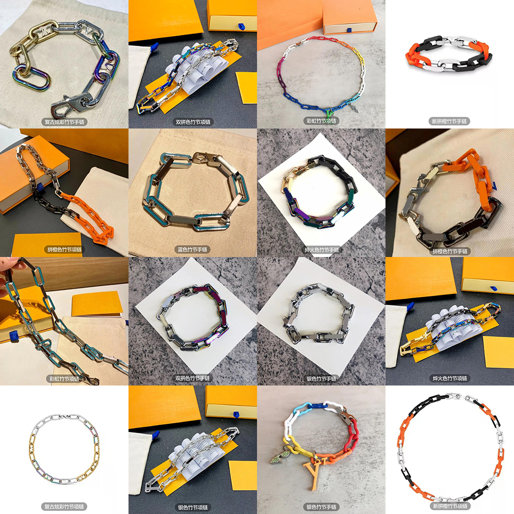 

Womens Mens Designer Necklace Quenched Cuban Link Chain Necklaces Bracelets Fashion Luxury Gold Chains Jewelry No Box, Mixed colors