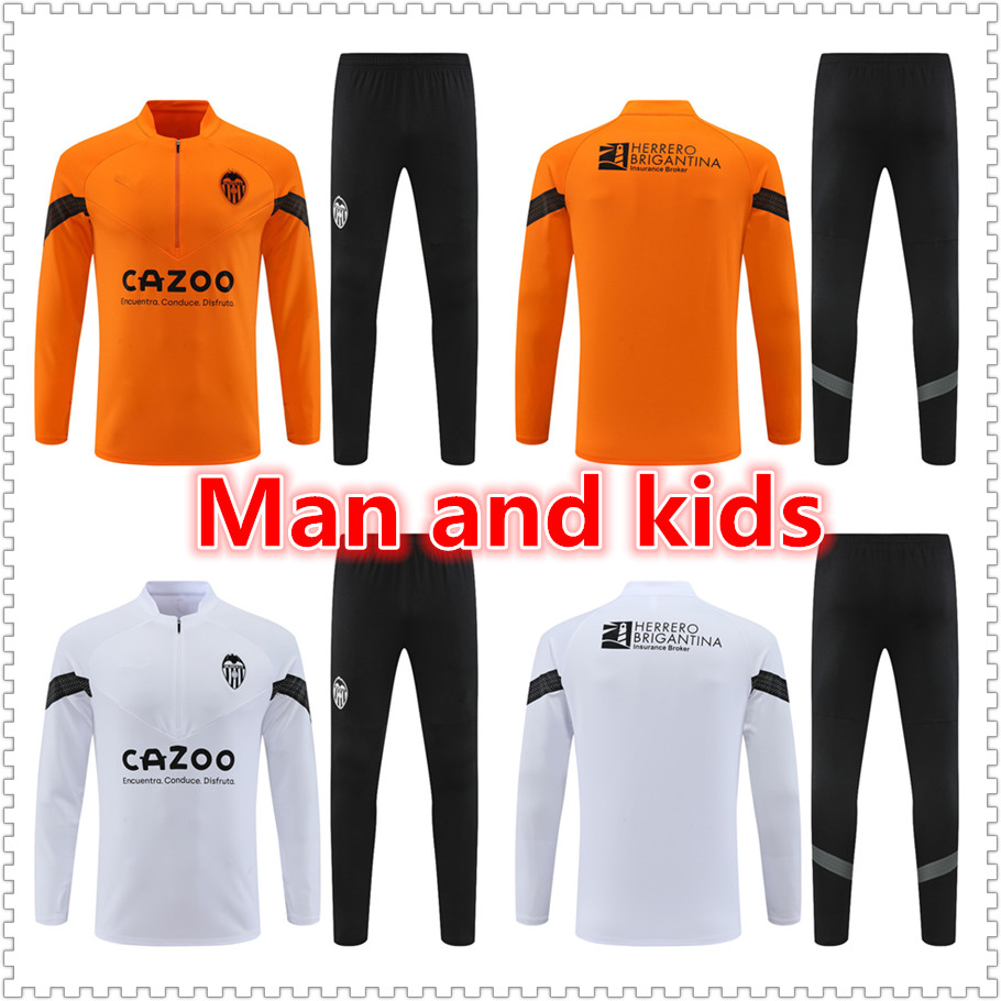

22 23 mens and kids Valencia tracksuit sets 22/23 men jersey training tracksuits jacket set chandal survetement