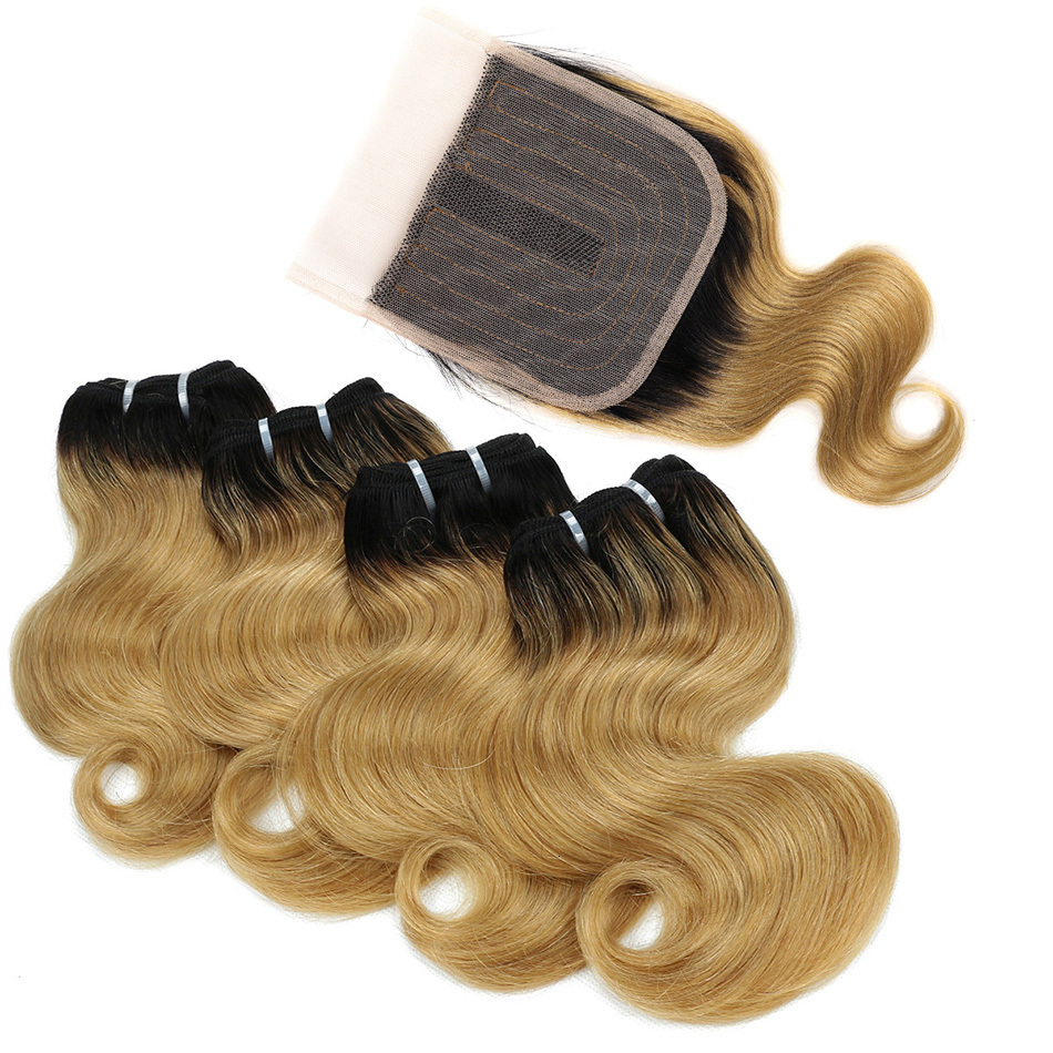 

Hair Wefts Body Wave Human 4 Bundles With Clre 100 Remy Natural Weft s 50G short bob style 230114, 1b-27