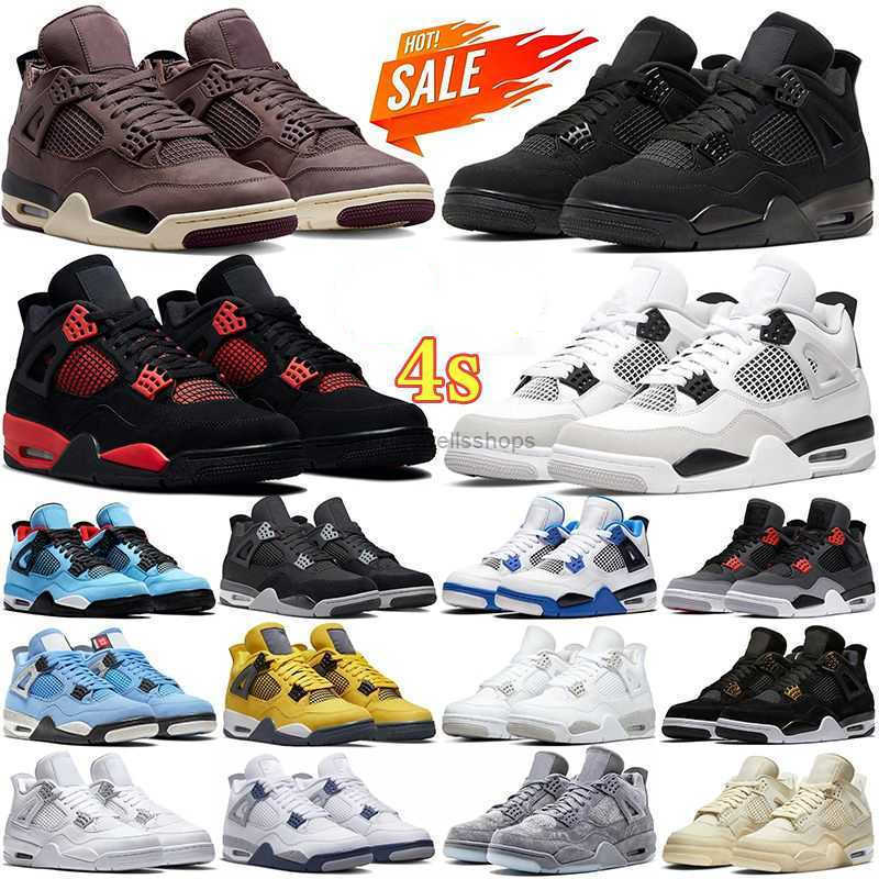 

Jumpman 4 4s Mens Basketball Shoes Military Black Cat Canvas University Blue Red Thunder Cactus Jack 4 4s Men Women Trainers Outdoor Sports, Military blue