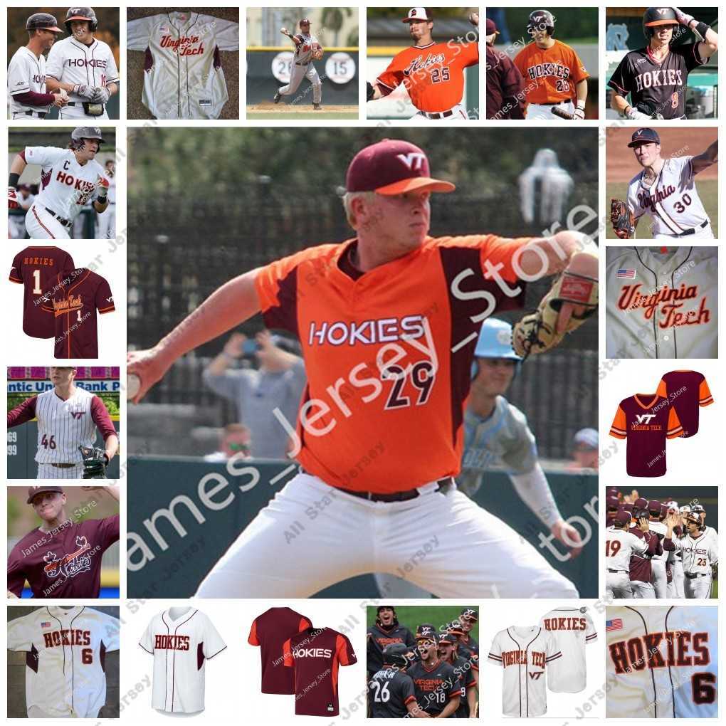 

College Baseball Wears 2022 NCAA Custom Virginia Tech Hokies Baseball Jersey 48 Joe Saunders 48 Brady Kirtner 15 Drue Hackenberg 26 Andrew Dusablon 41 T.R.