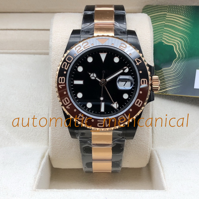 ZR Factory Men's Watch 40mm V3 Version Black Dial Automatic Mechanical Rose Gold Two Tone Fine Steel Sapphire Glass Luminous Watches Original B