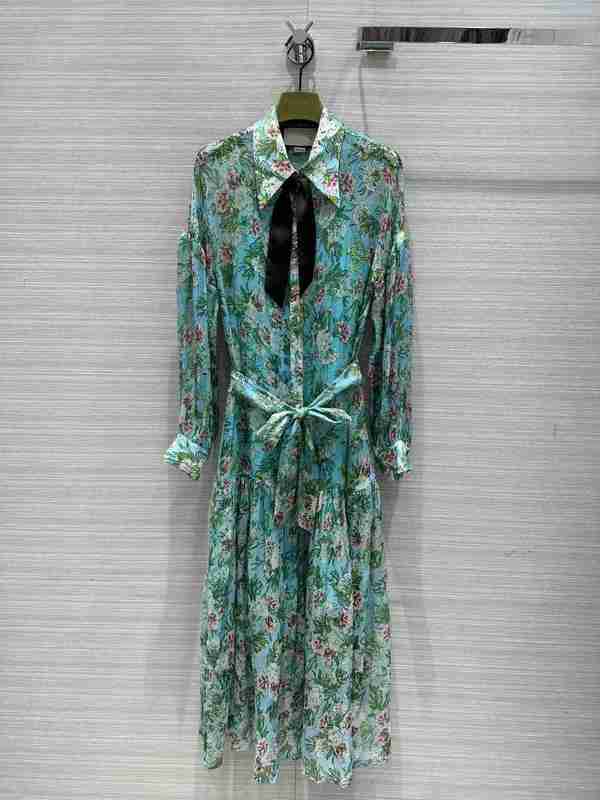 

Runway Dresses Milan dresses 23 Spring Summer Lapel Neck Long Sleeve Women' Designer Sundress Brand Same Style Dress 16-4 4YBK, Multi