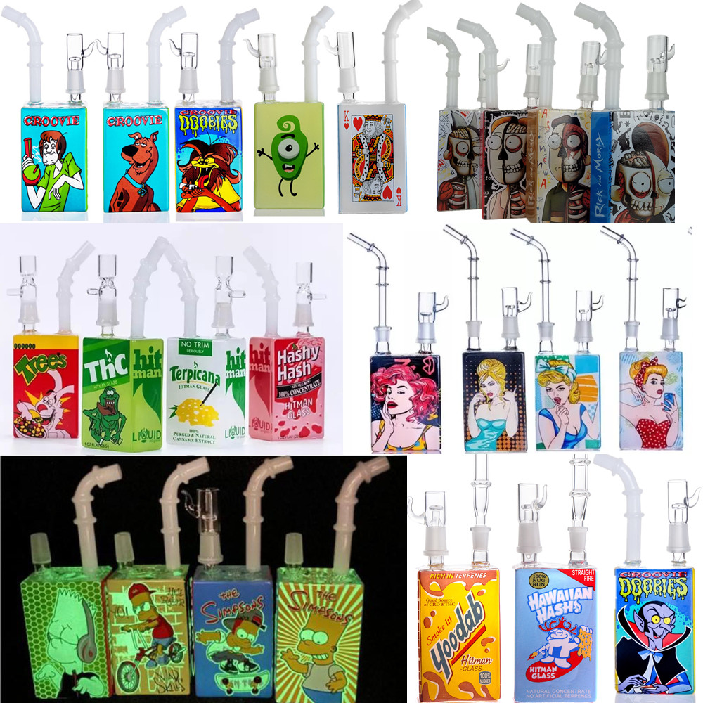 

Liquid Glass Juice Box Hookah Rigs Cereal Box Oil Dab Rig Bong Smoking Pipes Water Pipe Bubbler
