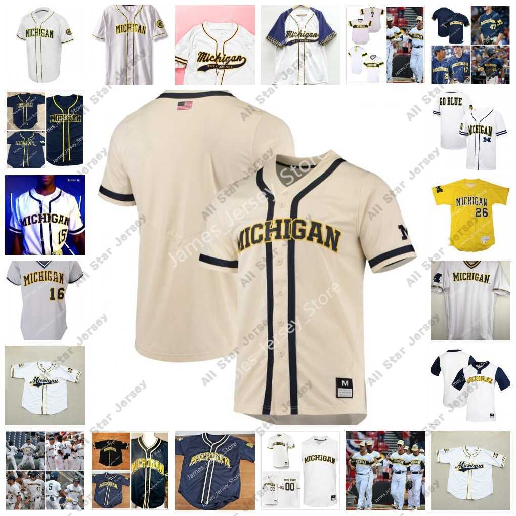 

College Baseball Wears Custom Stitched Michigan Wolverines Baseball Jersey 37 CHASE ALLEN 39 CONNOR O'HALLORAN 40 ANGELO SMITH 41 CHRISTIAN BLAKELY 47 JACOB DENNER